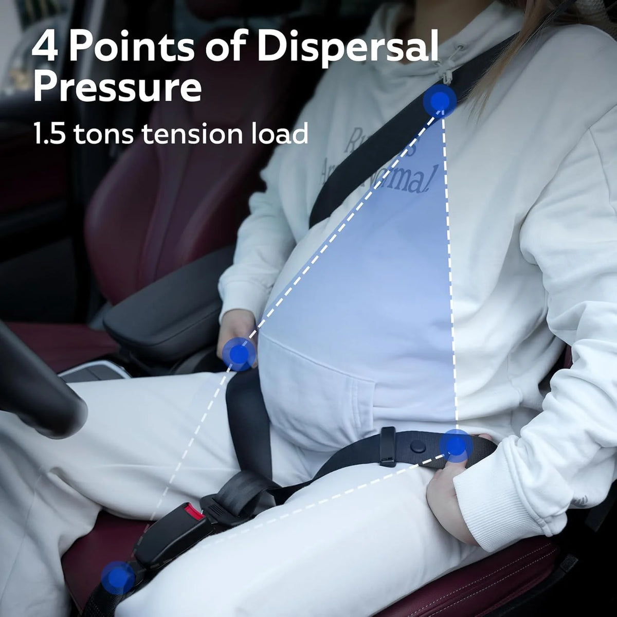 Pregnancy Seat Belt Adjuster for Pregnant Women, Universal Maternity Seat Belt Positioner, 61” Adjustable Strap for Safe Driving